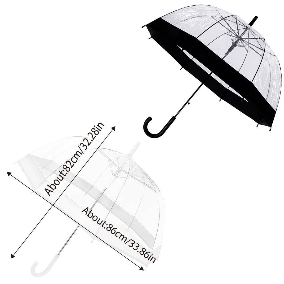 Clear Dome Umbrella with Long Handle - White Trim - view 4