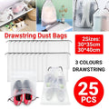 Clear Drawstring Shoe Bags for Travel, Pack of 25 - Black, 30 x 40cm - view 2