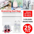 Clear Drawstring Shoe Bags for Travel, Pack of 25 - Brown, 30 x 35cm - view 2