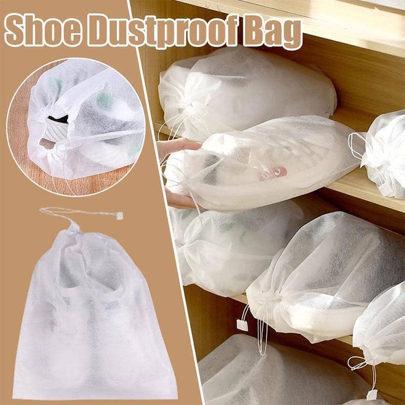 Clear Drawstring Shoe Dust Cover Bags, Non-Woven - 32 x 38 cm, Pack of 200 - view 4