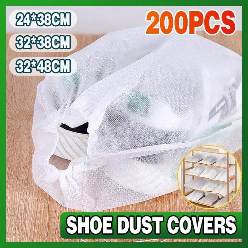 Clear Drawstring Shoe Dust Cover Bags, Non-Woven - 32 x 48 cm, Pack of 200 - view 2