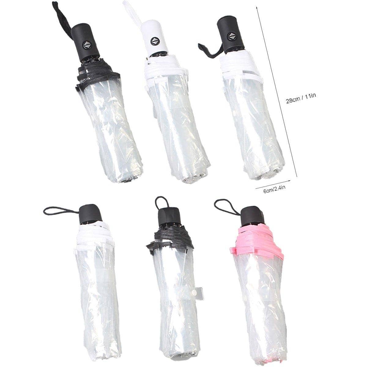 Clear Folding Umbrella, Compact Tri-Fold - Automatic, Black - view 4