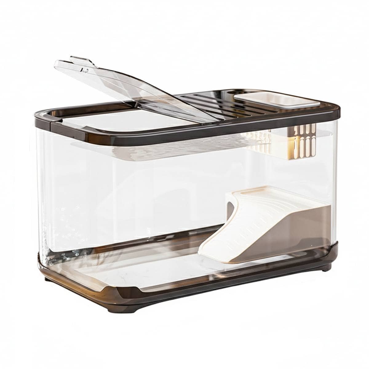 Clear Glass Desktop Fish Tank with Lid and Climbing Frame, Transparent Aquarium - view 2