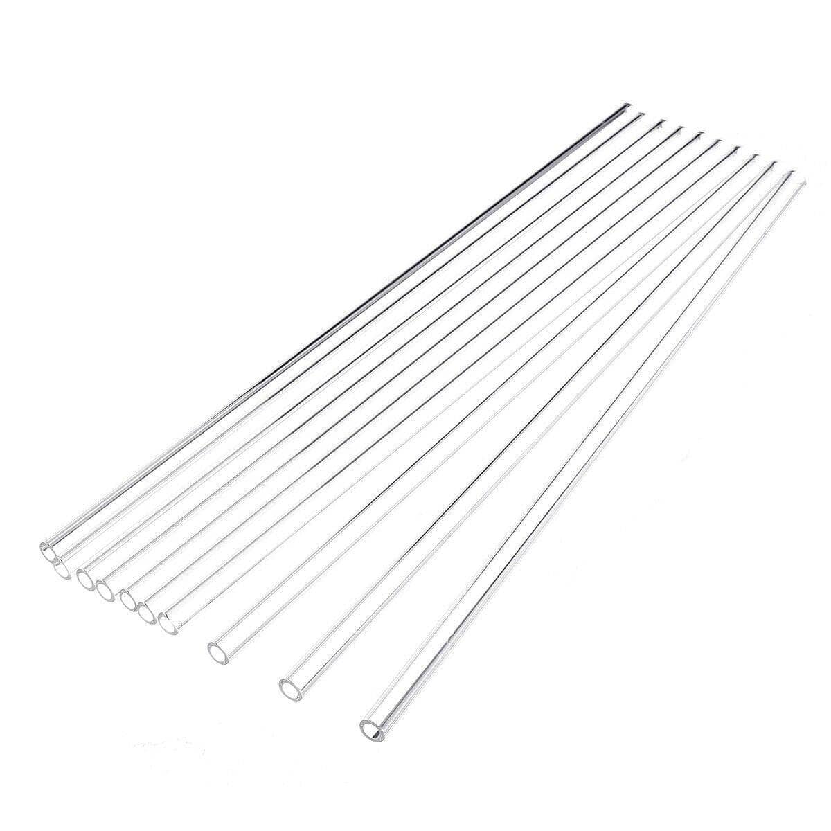Clear Glass Straws, Pack of 10 - Reusable Heat-Resistant, 20 cm Long