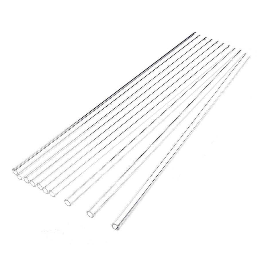 Clear Glass Straws, Pack of 10 - Reusable Heat-Resistant, 20 cm Long