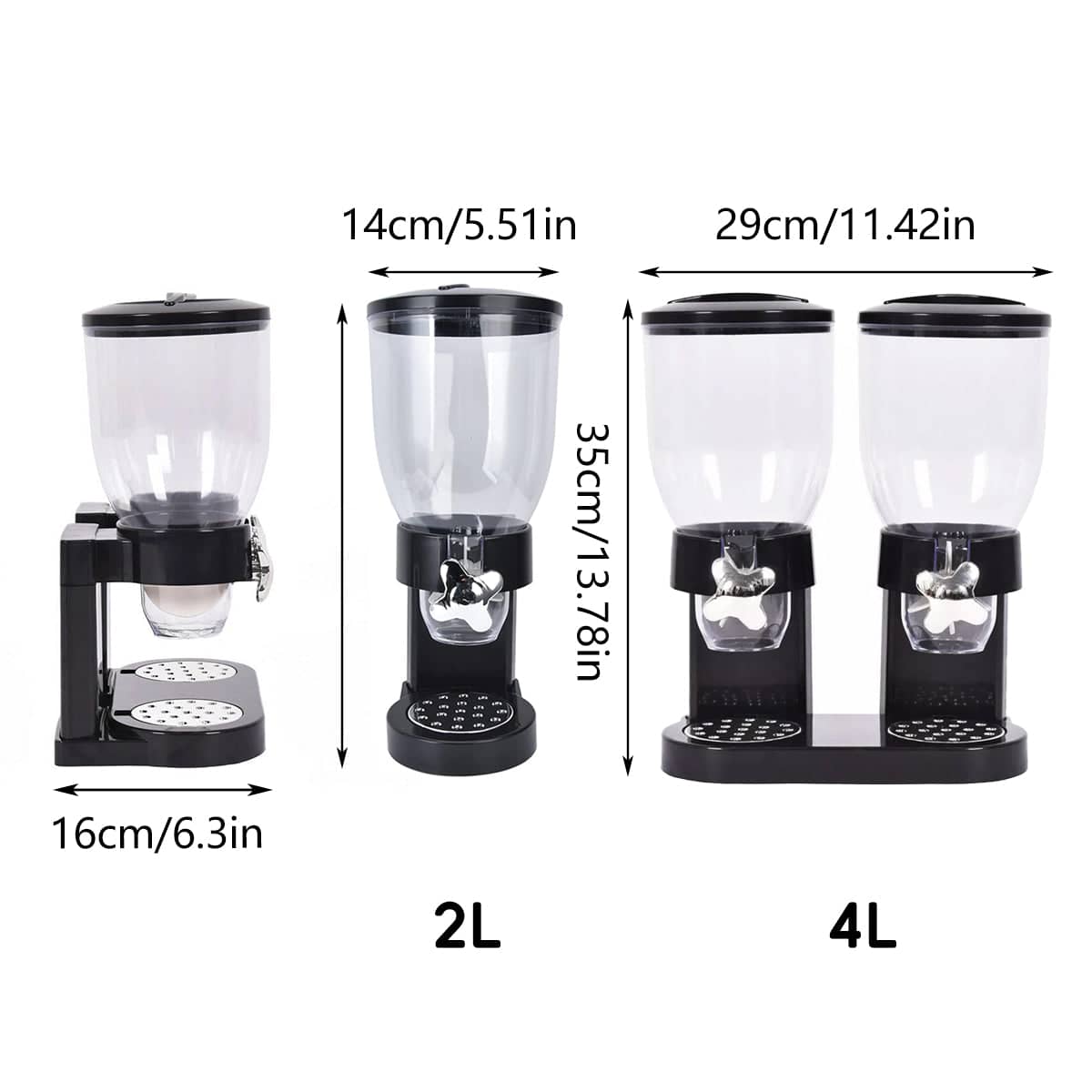 Clear Grain Storage Dispenser for Rice, Cereal, Nuts and Pasta, Desktop Use - 4 L - view 4