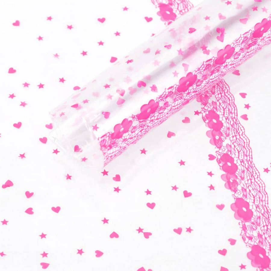 Clear Heart Print Plush Gift Bags 28 x 40 cm, Pack of 100 - Pink