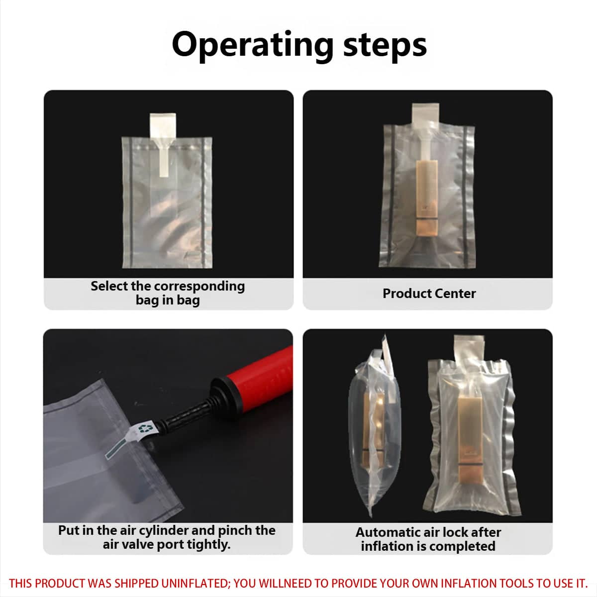 Clear Inflatable Protective Packaging Bags, Pack of 100 - 25 x 40 cm - view 5