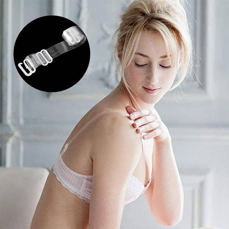 Clear Invisible Bra Straps with Metal Buckles, Adjustable - 3 Pairs - view 3