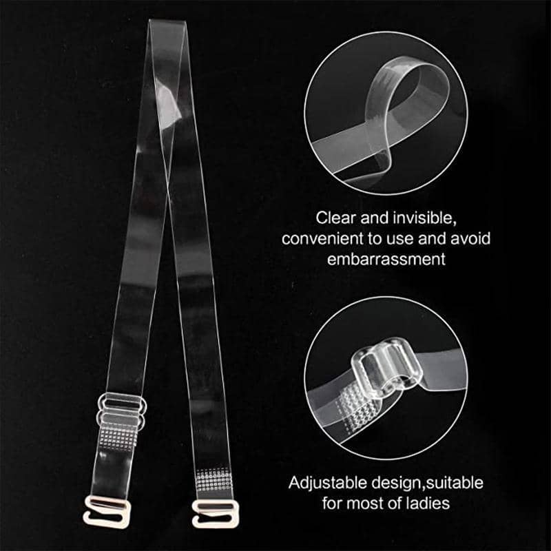 Clear Invisible Bra Straps with Metal Buckles, Adjustable - 3 Pairs - view 4