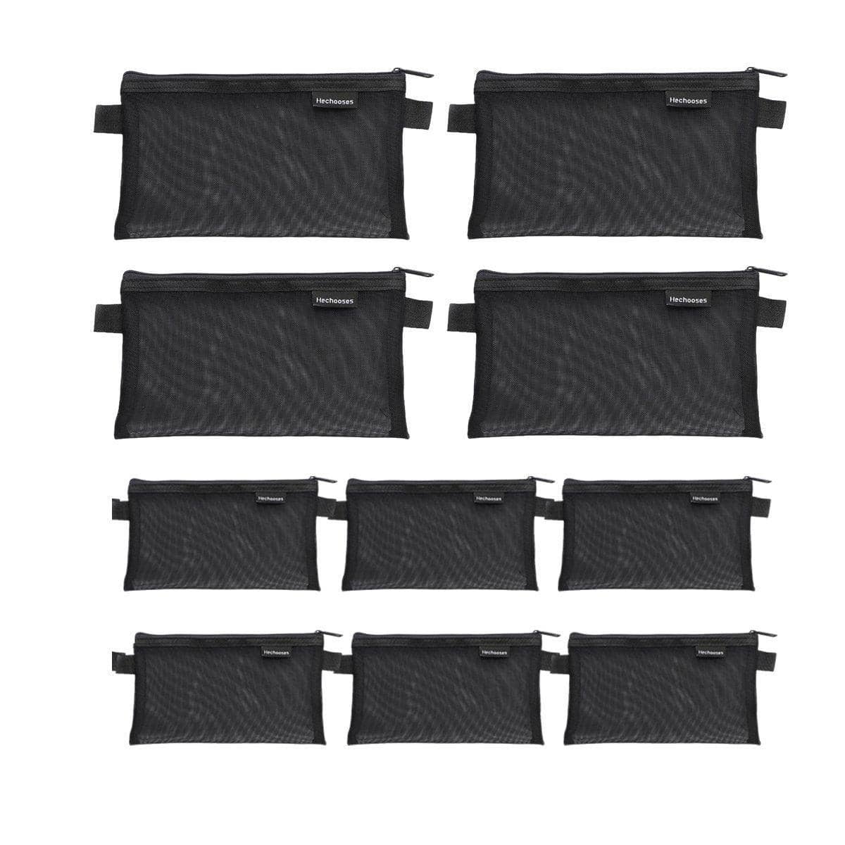 Clear Mesh Pencil Case Pouches, Pack of 10 - Black
