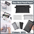 Clear Mesh Pencil Case Pouches, Pack of 10 - Grey - view 2