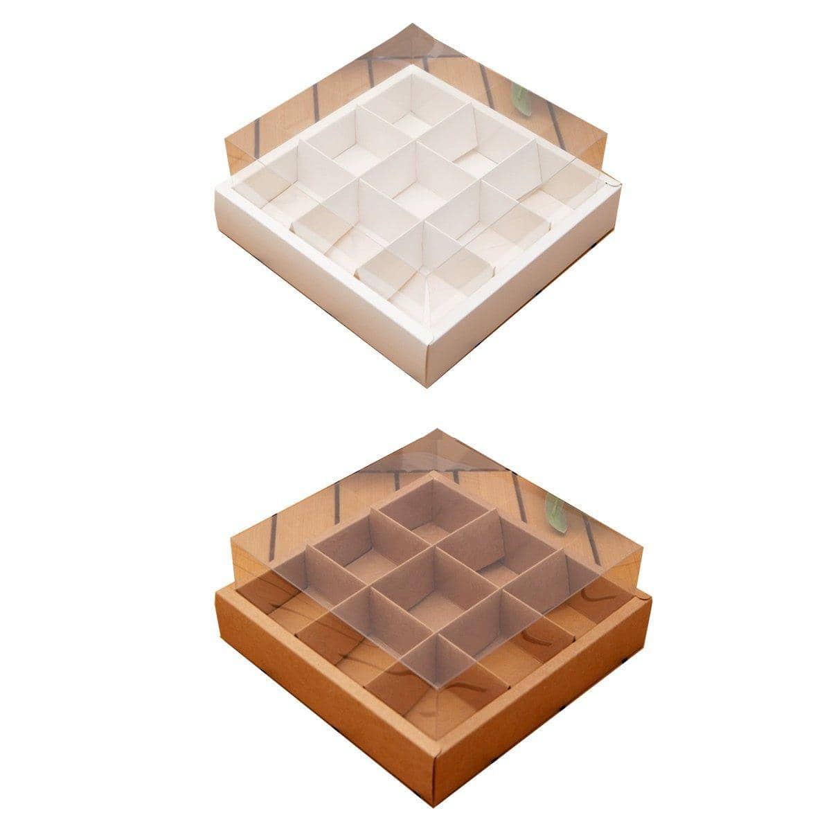 Clear Nine Grid Cake Box Pack of 10 Storage Container with Lift off Lid - White - view 3