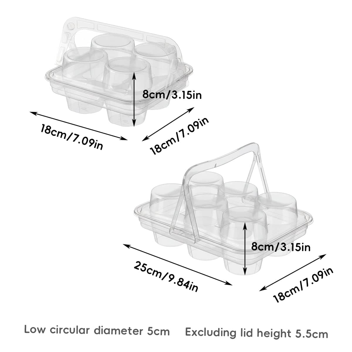 Clear Pastry Cake Box with Handle, Portable Dessert Packaging - 25 x 18 x 8 cm - view 4