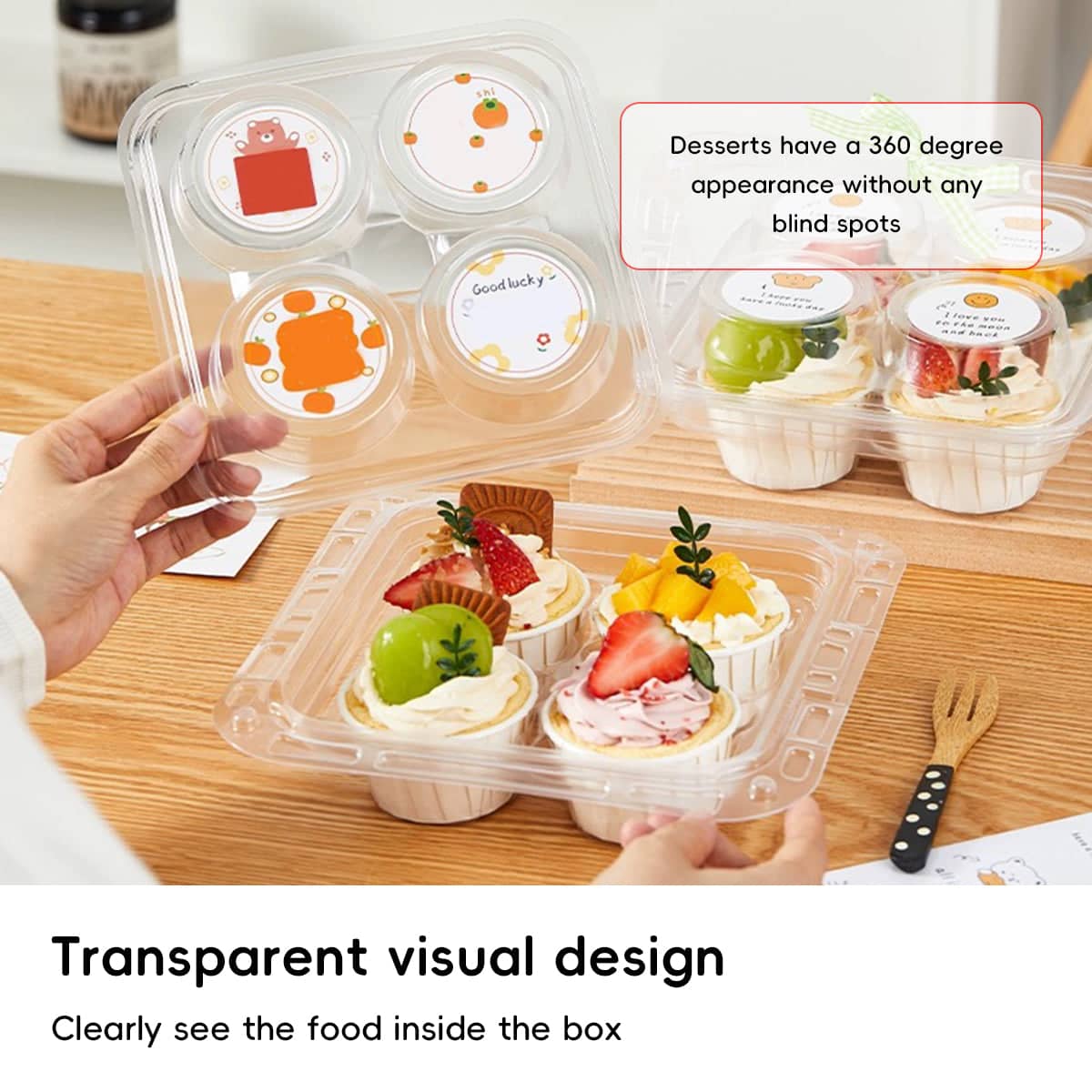 Clear Pastry Cake Box with Handle, Portable Dessert Packaging - 25 x 18 x 8 cm - view 5