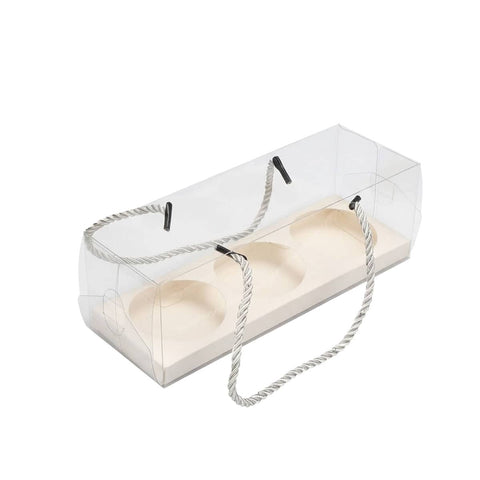 Clear Pastry Gift Boxes with 3 Cavity Insert, Pack of 20 - White