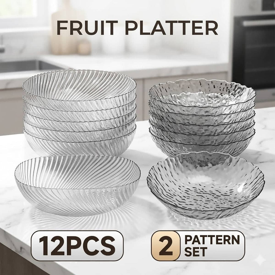Clear PET Fruit Snack Bowls Pack of 12, 2 Patterns for Serving