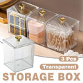 Clear PET Storage Boxes with Golden Lid Handles, Pack of 3