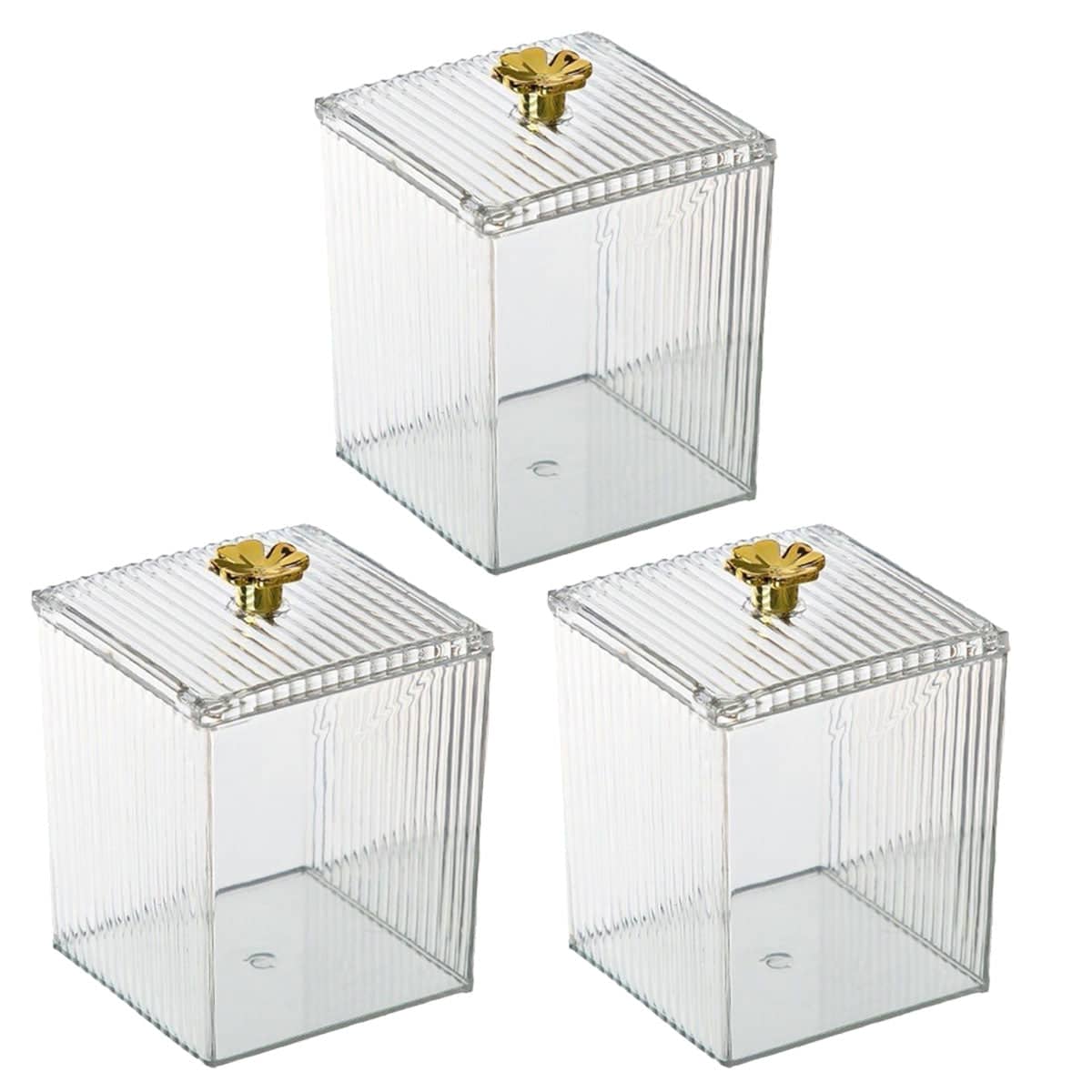 Clear PET Storage Boxes with Golden Lid Handles, Pack of 3 - view 2