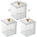 Clear PET Storage Boxes with Golden Lid Handles, Pack of 3 - view 3