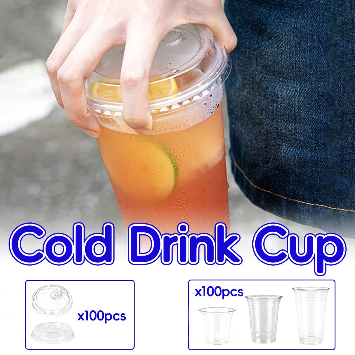 Clear Plastic Cold Drink Cups - 12 oz (360 ml), Pack of 100 - view 2