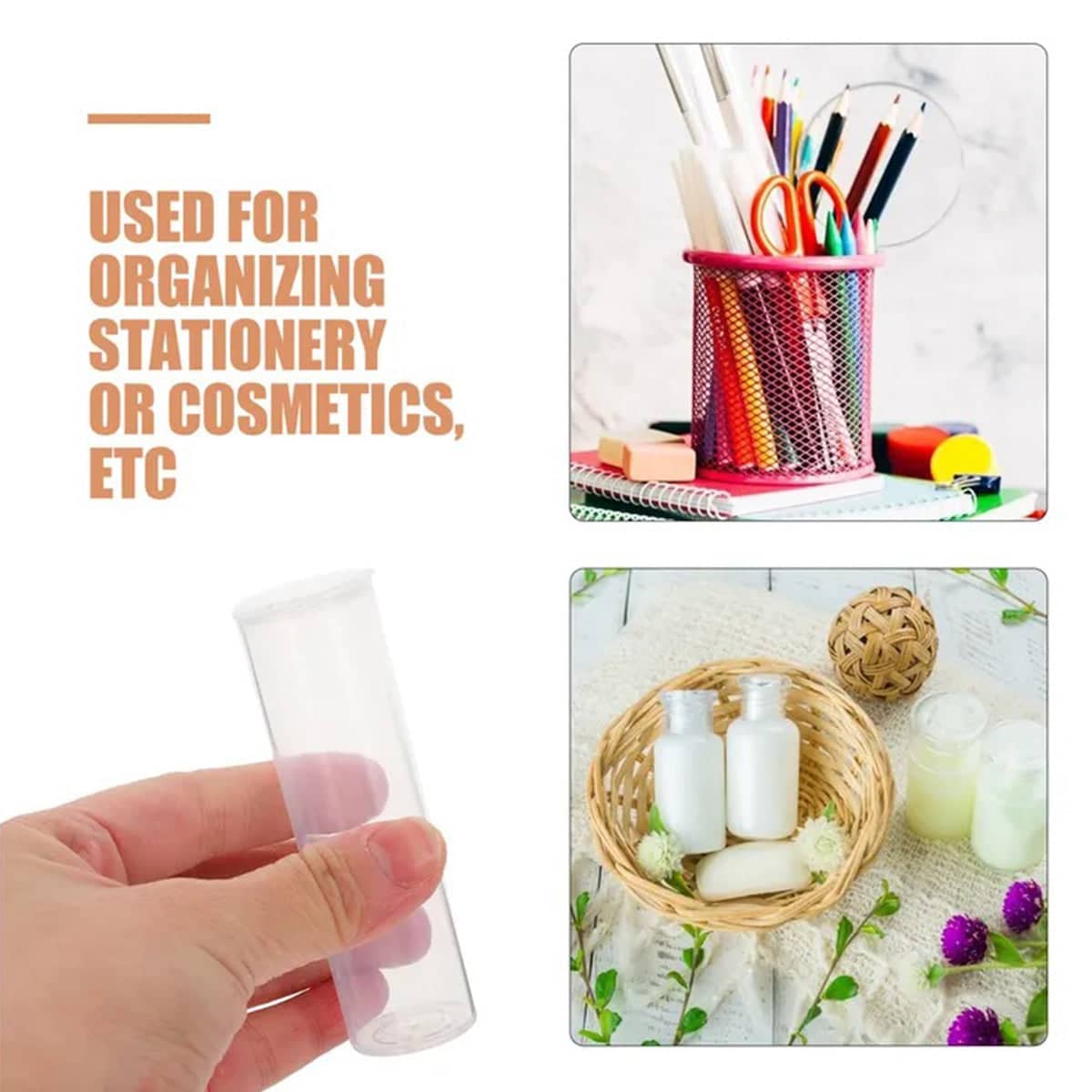 Clear Plastic Cylinder Containers, 8.7 x 2.5cm, Pack of 20 - view 4