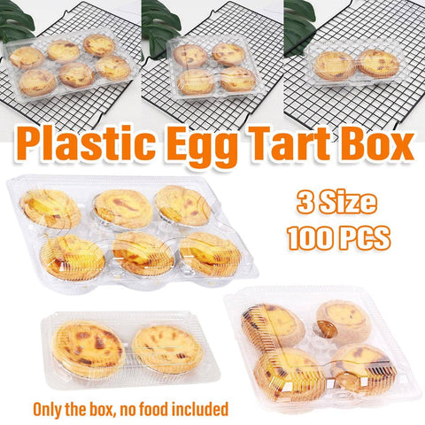 Clear Plastic Egg Tart Boxes, 4 Compartments, Pack of 100 - 17 x 18 cm - view 2