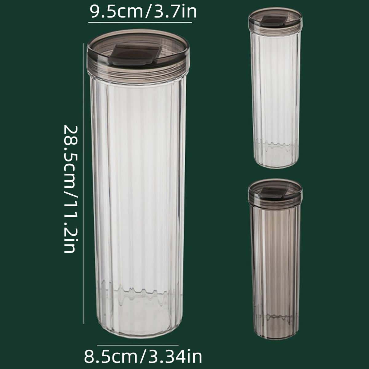 Clear Plastic Food Storage Containers with Grey Lids, Set of 6 Tall Pantry Jars - view 3