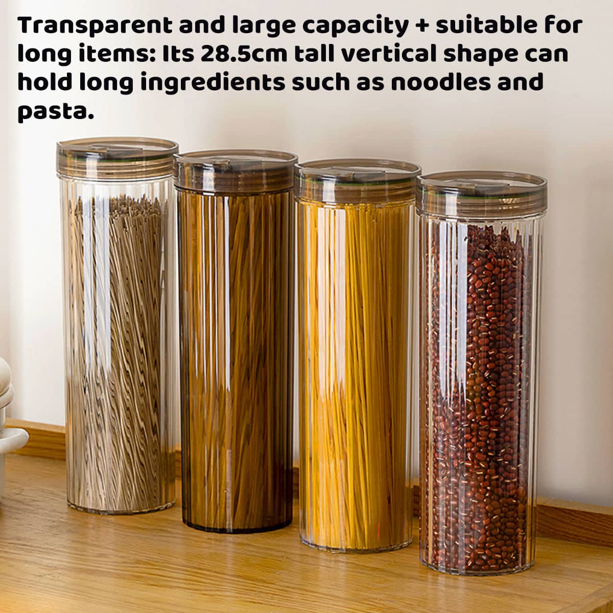 Clear Plastic Food Storage Containers with Grey Lids, Set of 6 Tall Pantry Jars - view 5