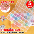 Clear Plastic Jewellery Storage Box with 28 Compartments, Pack of 5