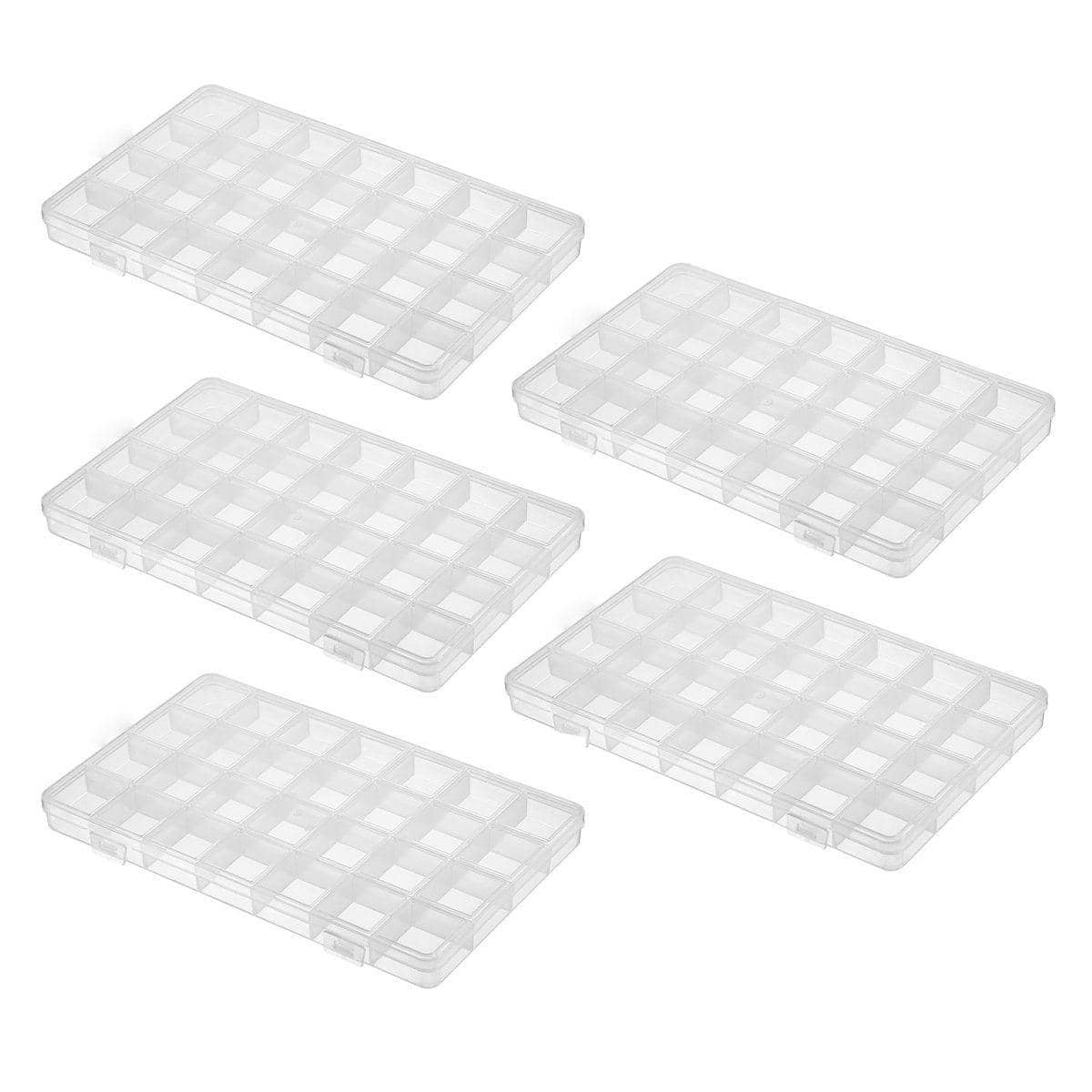 Clear Plastic Jewellery Storage Box with 28 Compartments, Pack of 5 - view 2