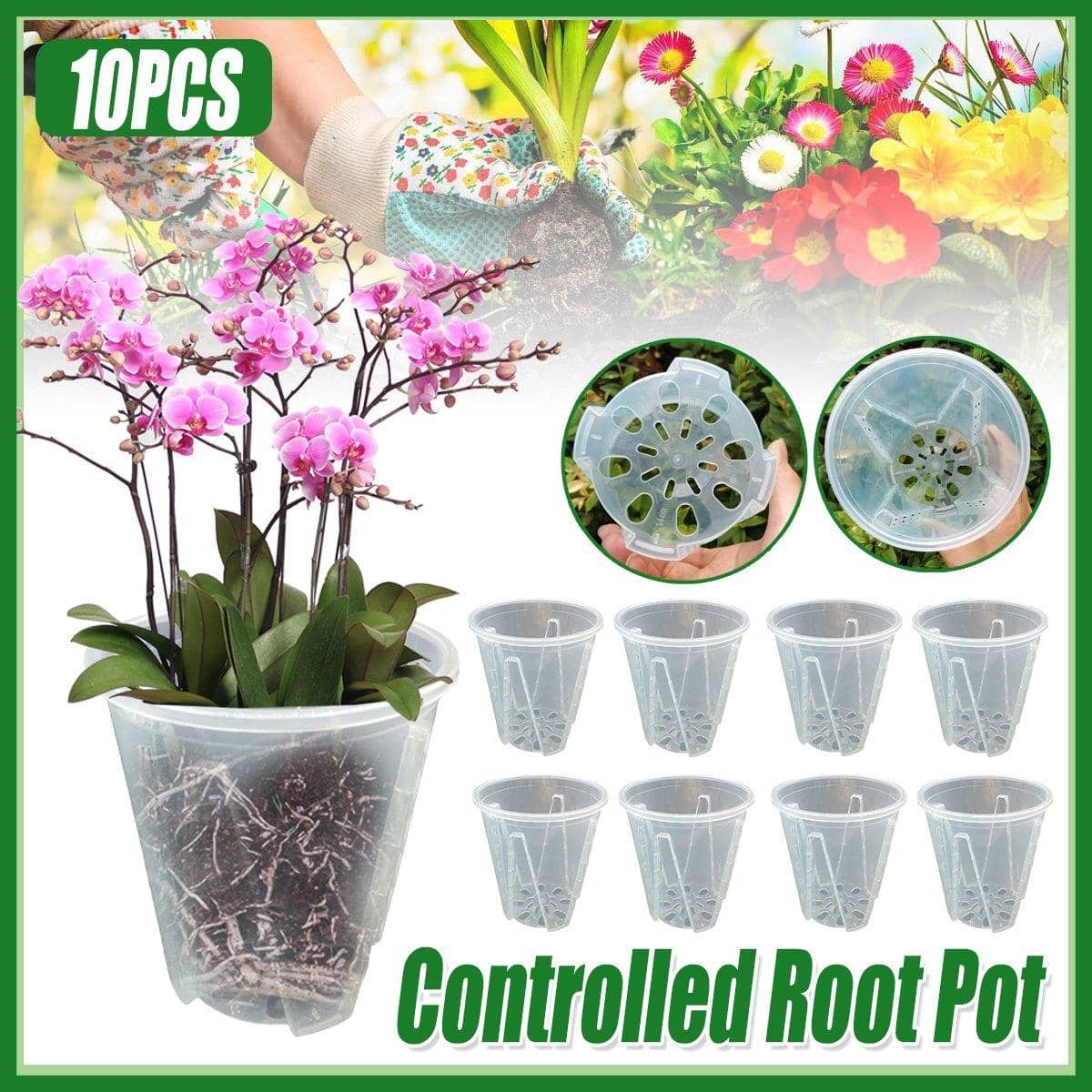 Clear Plastic Orchid Pots with Holes for Phalaenopsis Root Aeration, Pack of 10