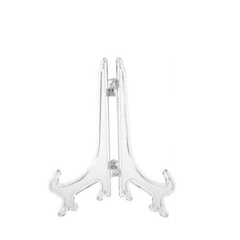 Clear Plastic Plate Display Stand, Folding Easel - Large (25 cm High x 14.5 cm Base)