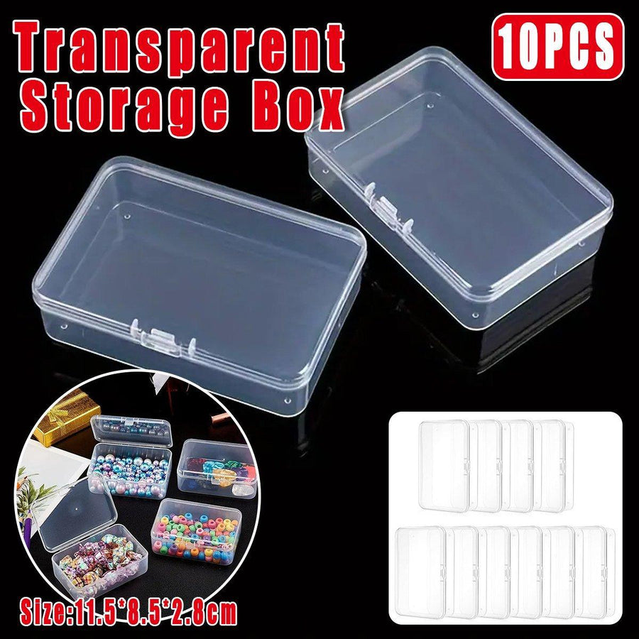 Clear Plastic Rectangular Storage Boxes with Snap Lock Lids, Pack of 10