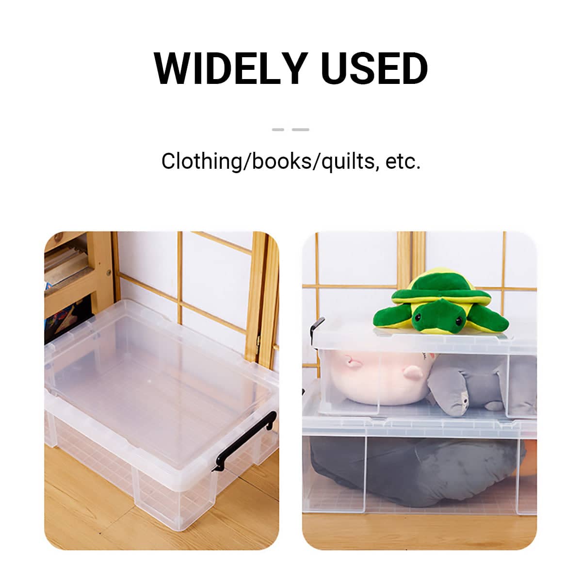 Clear Plastic Storage Box with Lid, Stackable - 50L (61.5 x 43 x 19.5cm) - view 5