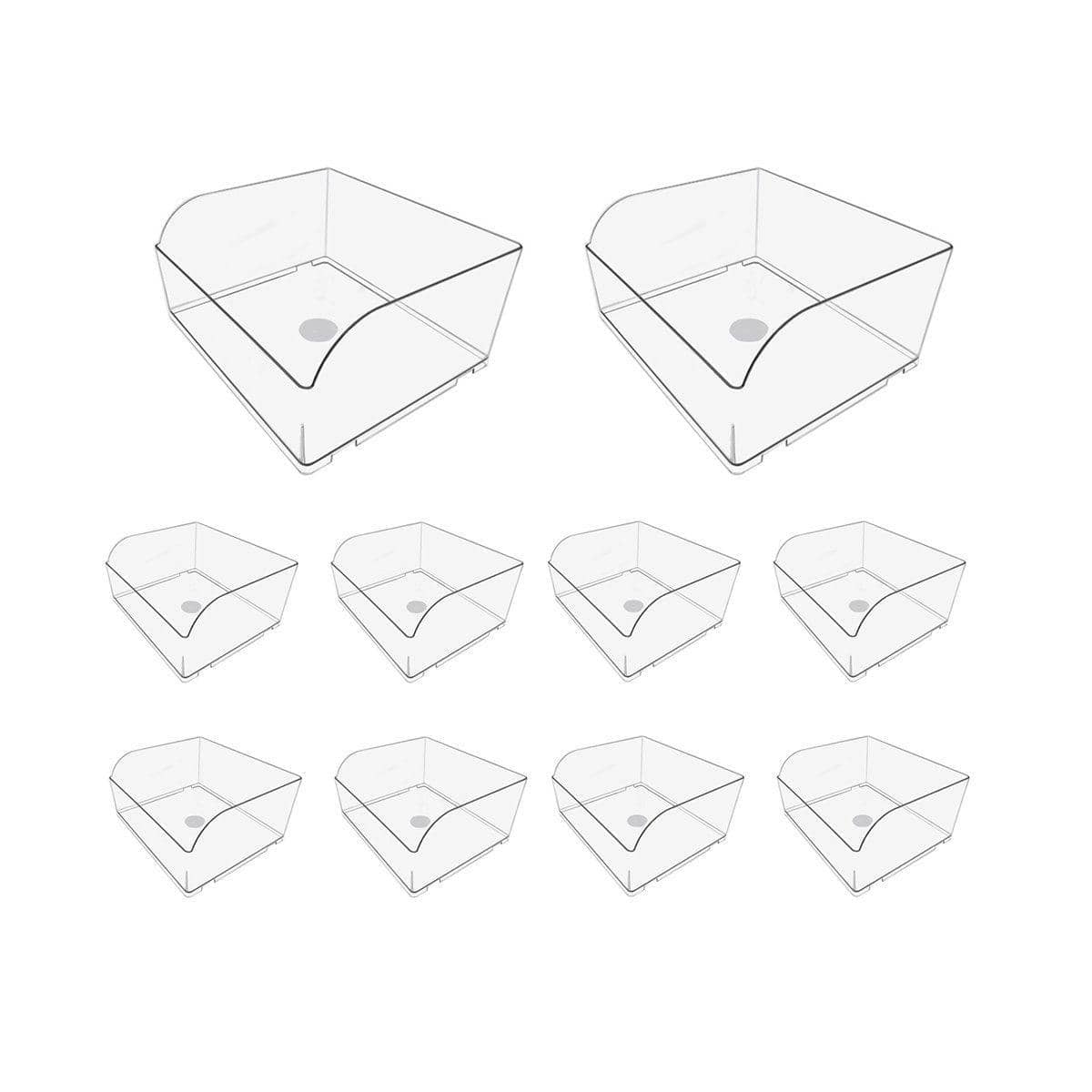 Clear Plastic Storage Box Set of 10 - Size L (33.2 x 27.9 cm)