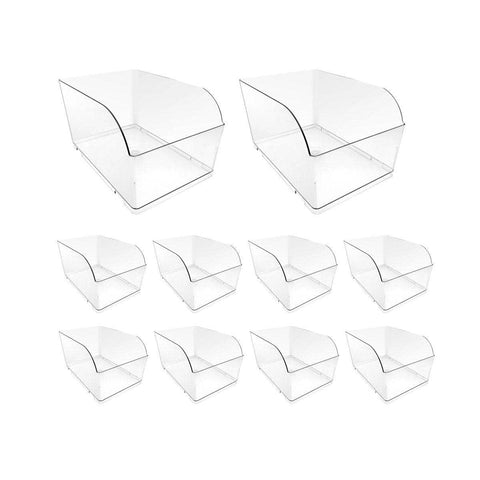 Clear Plastic Storage Box Set of 10 - Size S (19.6 x 27.9 cm)