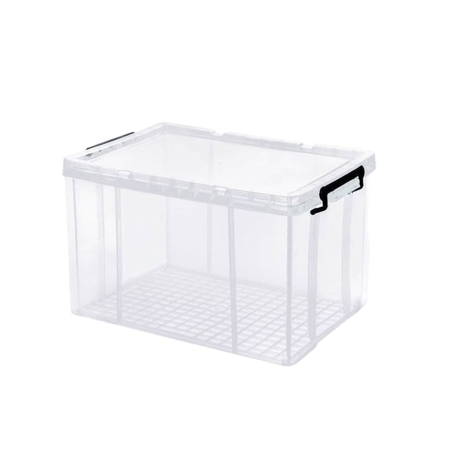 Clear Plastic Storage Box Stackable Large Capacity with Lid and Handle - 44 x 30 x 25 cm