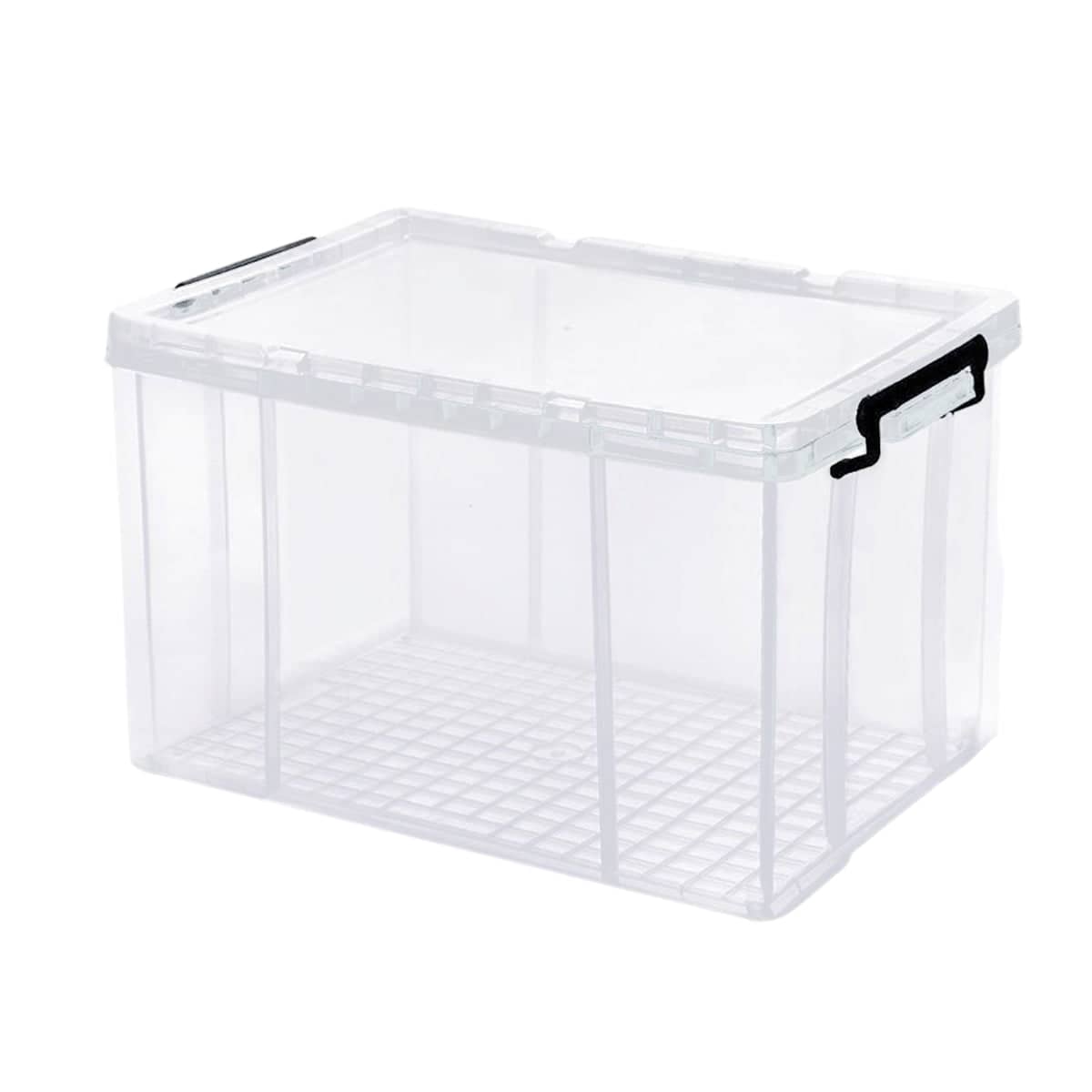 Clear Plastic Storage Box Stackable Large Capacity with Lid and Handle - 61 x 43 x 35 cm