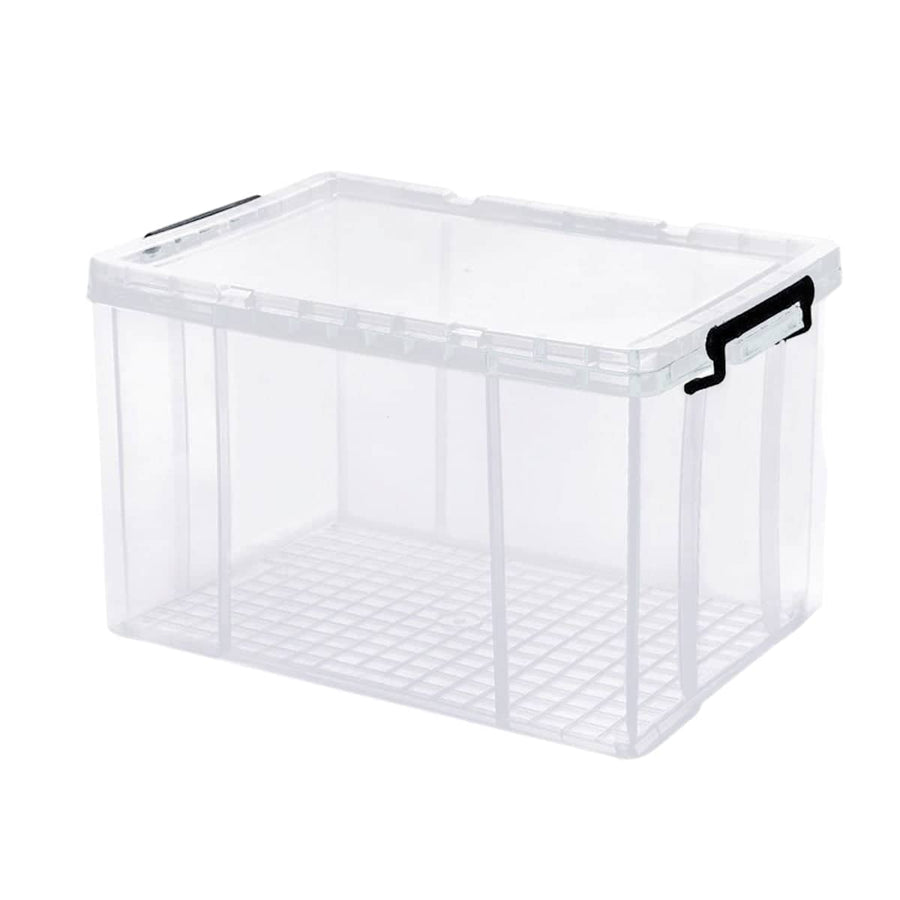 Clear Plastic Storage Box Stackable Large Capacity with Lid and Handle - 61 x 43 x 35 cm