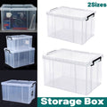 Clear Plastic Storage Box Stackable Large Capacity with Lid and Handle - 61 x 43 x 35 cm - view 2