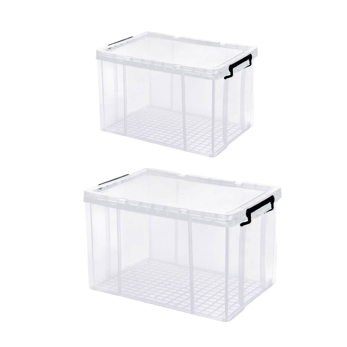Clear Plastic Storage Box Stackable Large Capacity with Lid and Handle - 61 x 43 x 35 cm - view 3