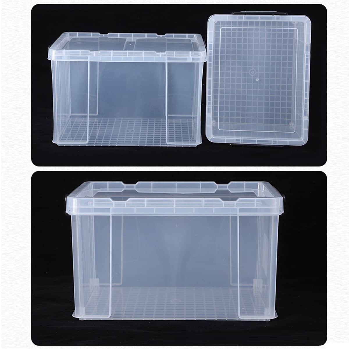 Clear Plastic Storage Box Stackable Large Capacity with Lid and Handle - 61 x 43 x 35 cm - view 5