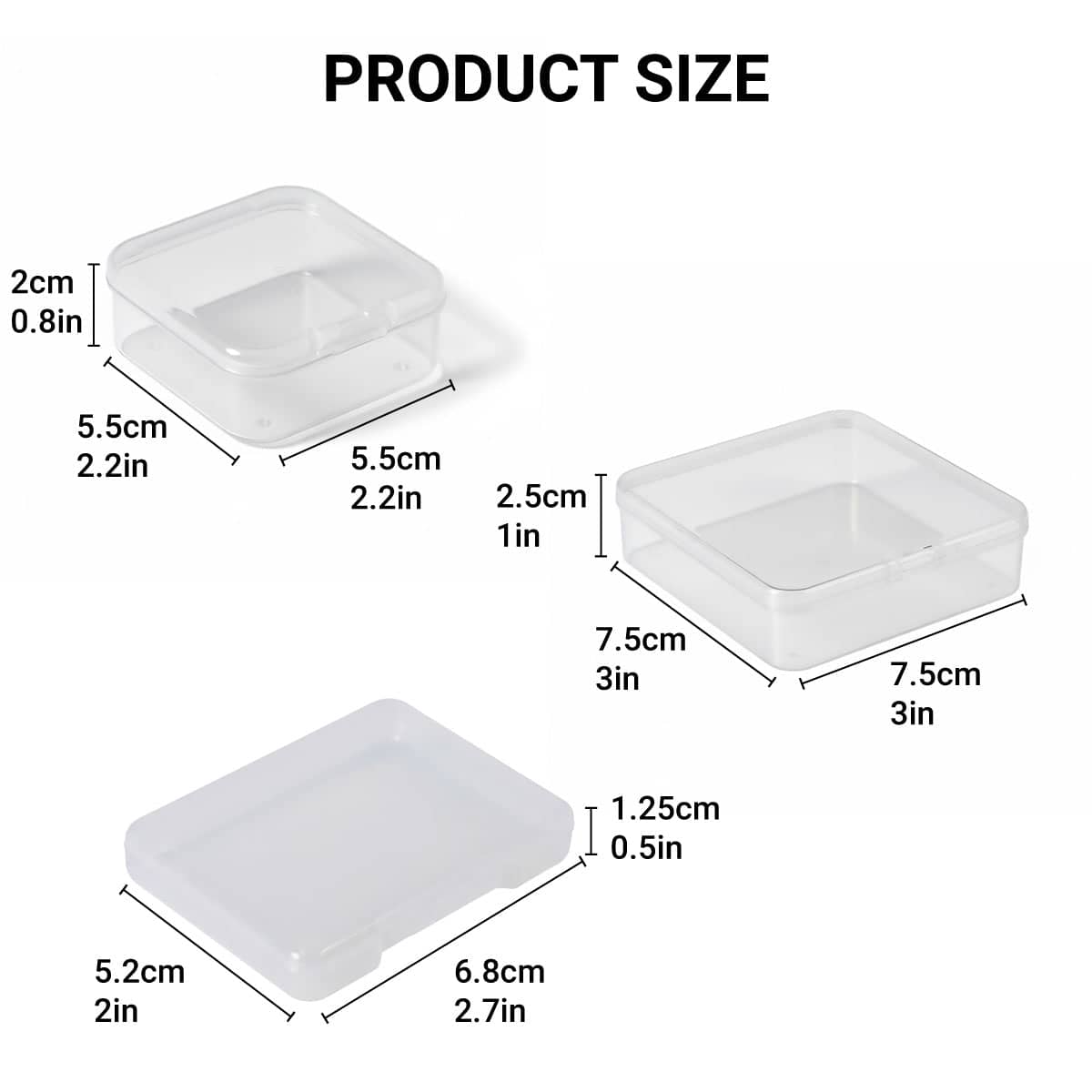 Clear Plastic Storage Boxes with Lids, Pack of 100 - 68 x 52 x 12.5 mm - view 4