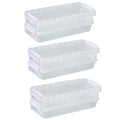 Clear Plastic Two-Layer Desktop Stationery Storage Boxes - Violet, Set of 3