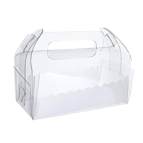 Clear Portable Pastry Boxes with White Inner Tray, Pack of 50 - Large (20 x 15 x 10.5 cm)
