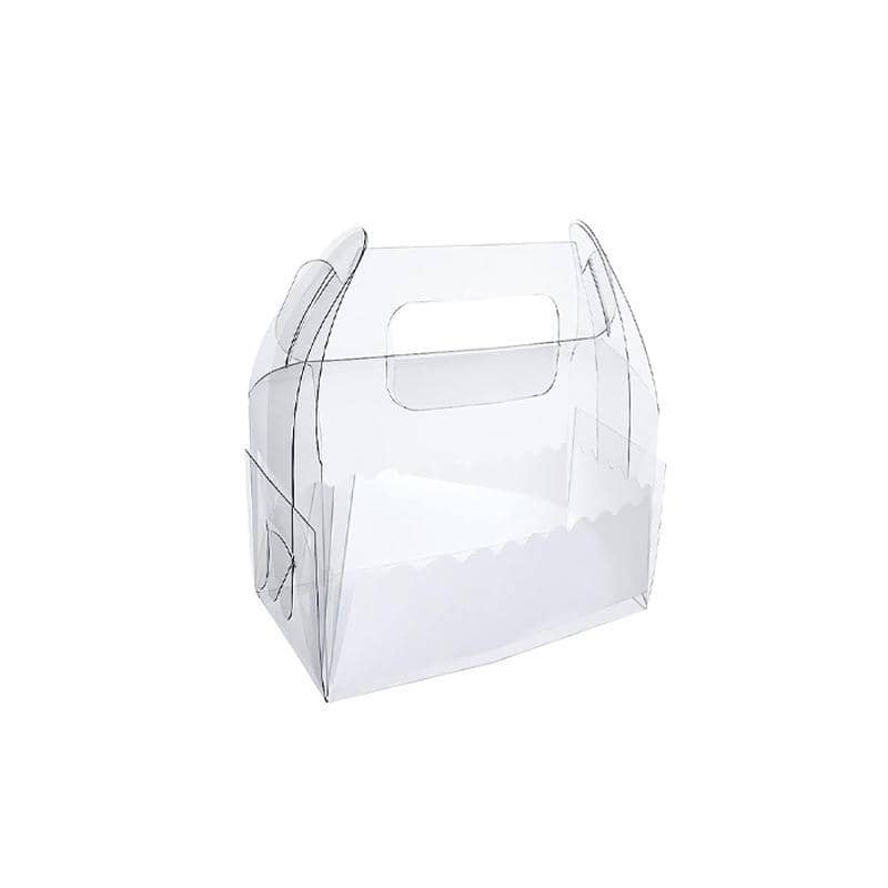Clear Portable Pastry Boxes with White Inner Tray, Pack of 50 - Small (12 x 8 x 9.3 cm)