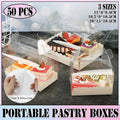 Clear Portable Pastry Boxes with White Inner Tray, Pack of 50 - Small (12 x 8 x 9.3 cm) - view 2