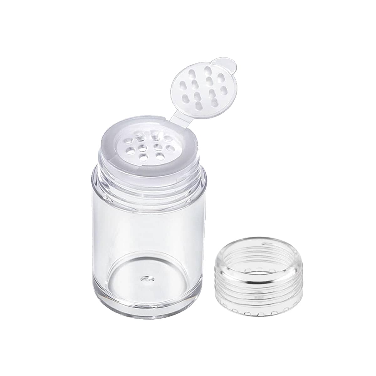 Clear Powder Jars with Sifter and Flip Lid, Pack of 10 - Clear Lid