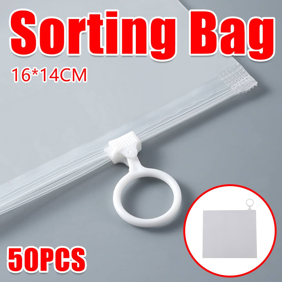 Clear Pull Tab Organiser Bags, 16 x 14 cm, Pack of 50